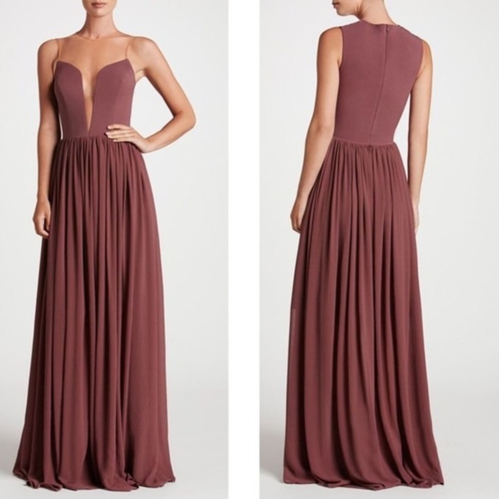 Dress the Population Sheer Neck Gown